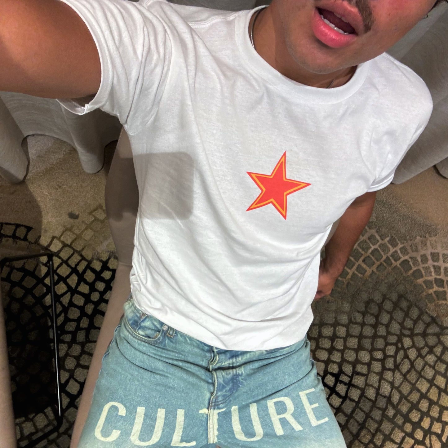 Red, Yellow Star Baby Tee